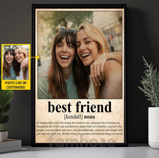 Personalized Best Friend Quote Canvas Painting, Through Every Up And Down Wall Art Decor, Poster Gift For Your Friends