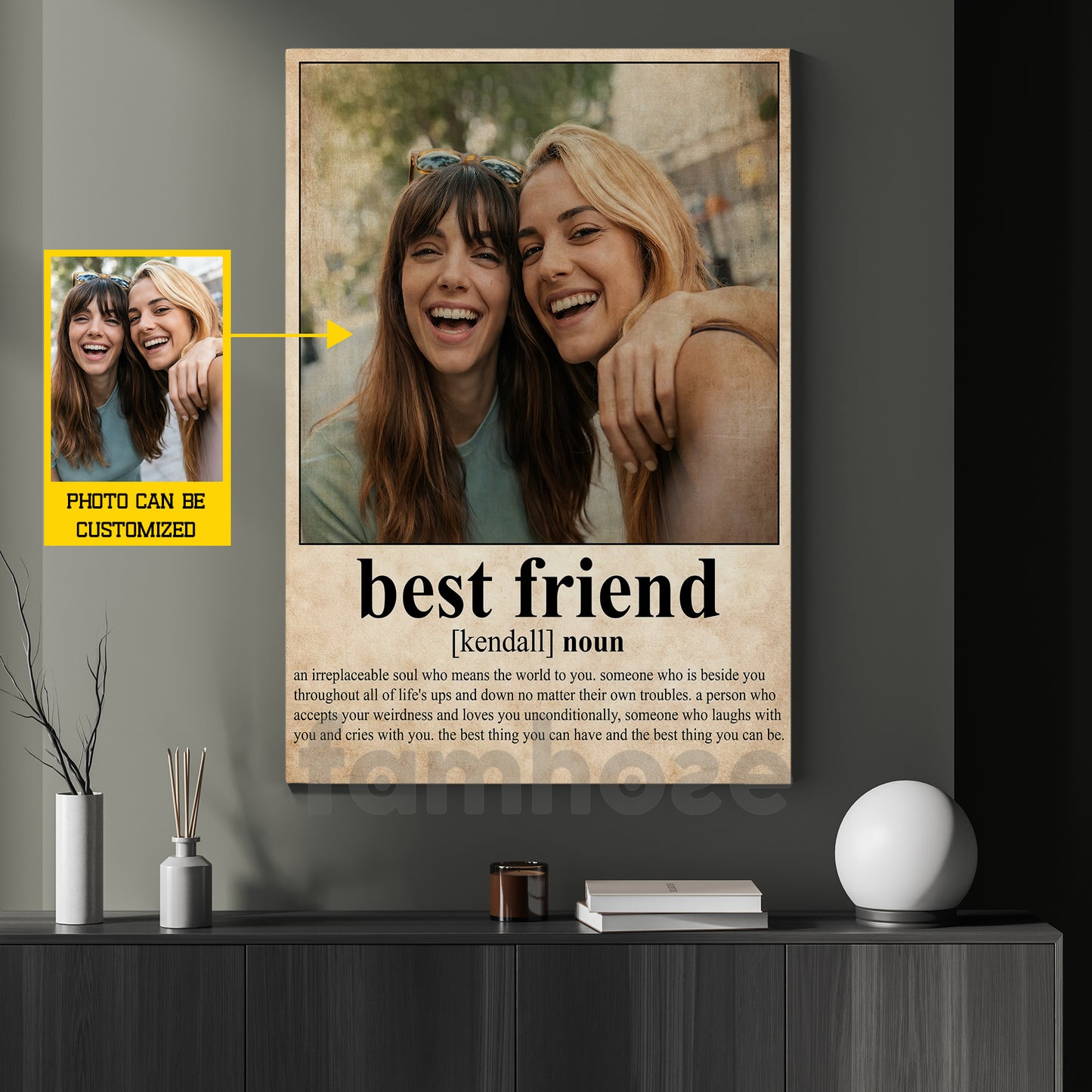Personalized Best Friend Quote Canvas Painting, Through Every Up And Down Wall Art Decor, Poster Gift For Your Friends