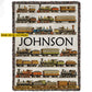Personalized Train Fleece Blanket, Fueled By Steam And Memories Blanket Woven Blanket, Sherpa Blanket Gift For Train Lover