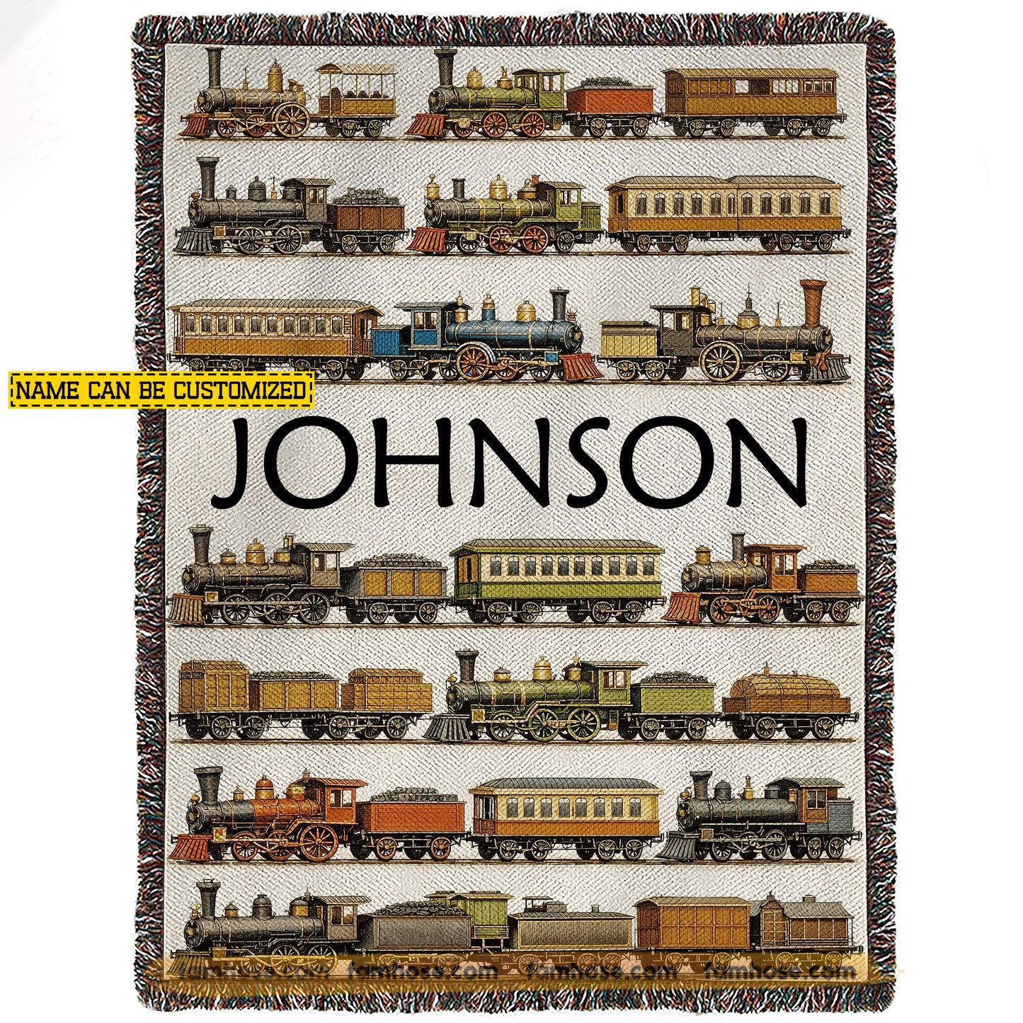 Personalized Train Fleece Blanket, Fueled By Steam And Memories Blanket Woven Blanket, Sherpa Blanket Gift For Train Lover