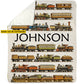 Personalized Train Fleece Blanket, Fueled By Steam And Memories Blanket Woven Blanket, Sherpa Blanket Gift For Train Lover