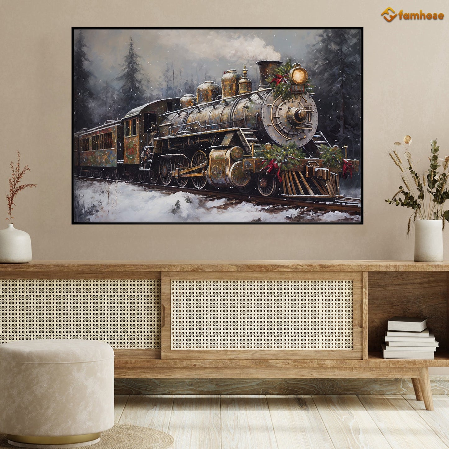 A Train Full Of Hope On Christmas Eve, Christmas Canvas Painting, Xmas Wall Art Decor - Poster Gift