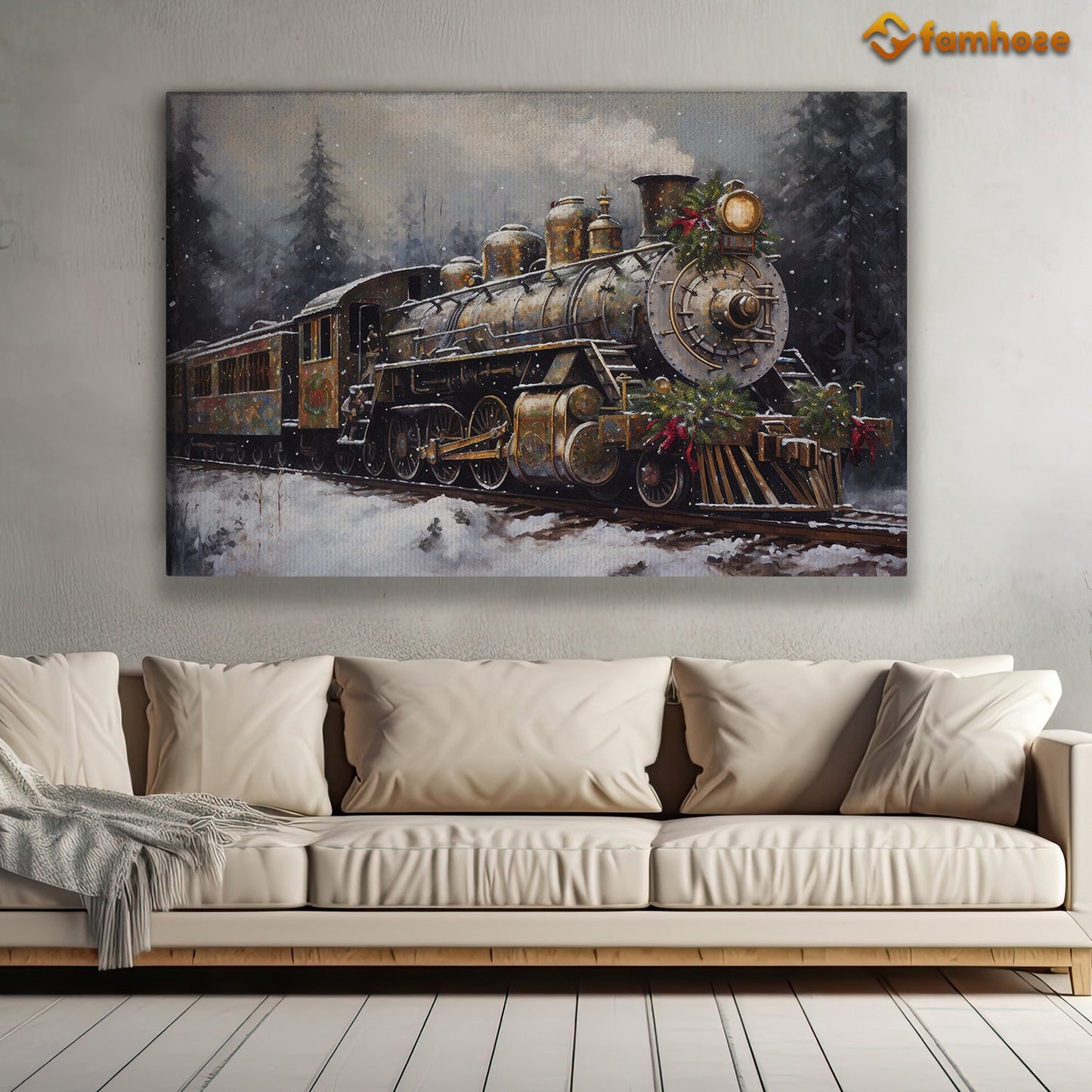 A Train Full Of Hope On Christmas Eve, Christmas Canvas Painting, Xmas Wall Art Decor - Poster Gift