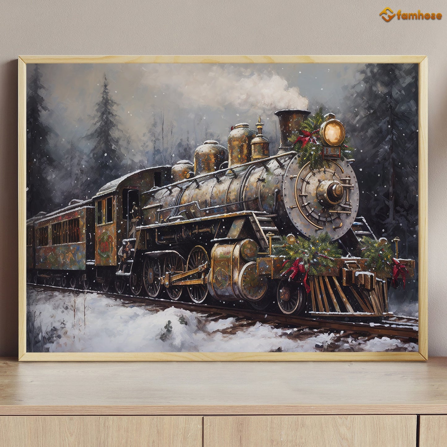 A Train Full Of Hope On Christmas Eve, Christmas Canvas Painting, Xmas Wall Art Decor - Poster Gift