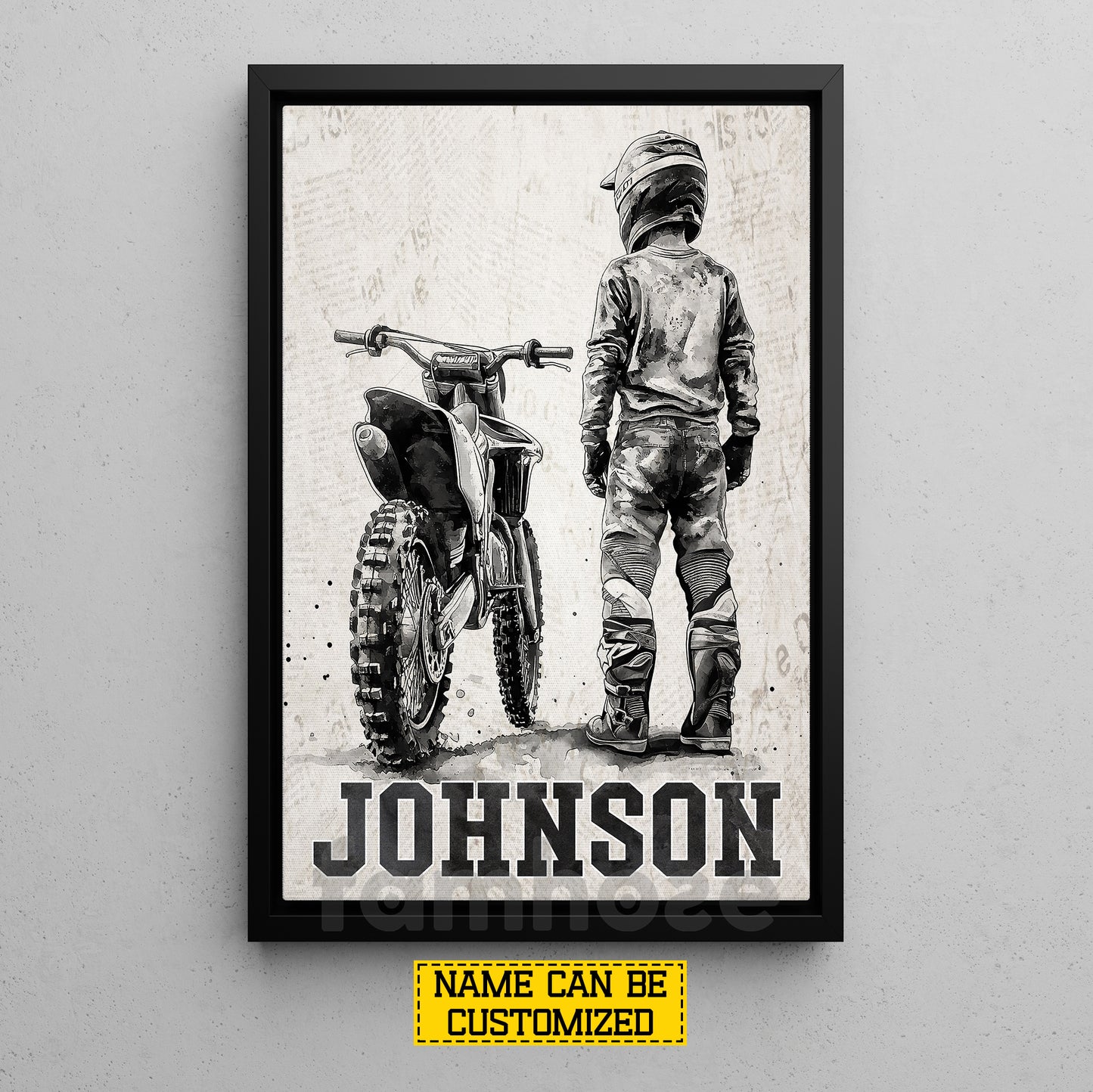 Personalized Motocross Kid Canvas Painting, Dirt Bike Boy Poster Wall Art Decor, Poster Gift For Motocross Lovers
