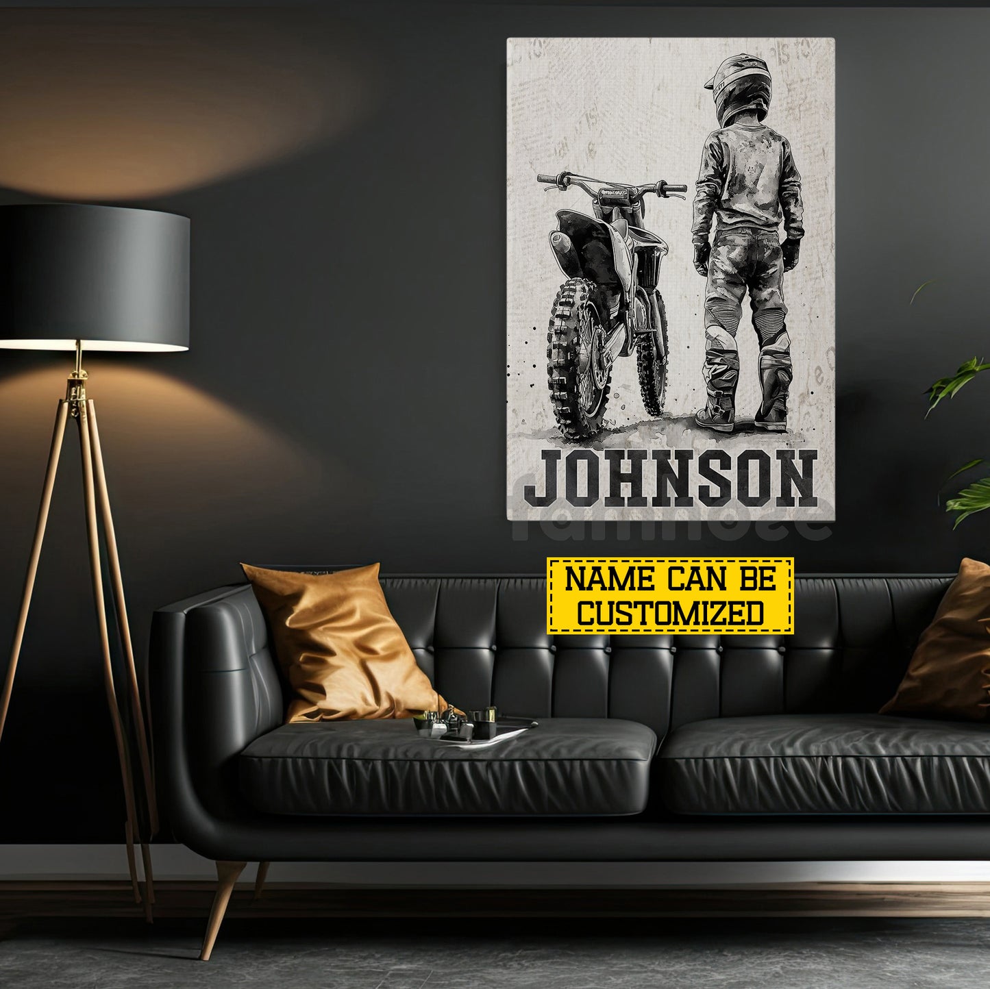 Personalized Motocross Kid Canvas Painting, Dirt Bike Boy Poster Wall Art Decor, Poster Gift For Motocross Lovers