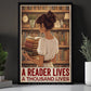 Reading Girl Canvas Painting, A Reader Lives A Thousand Lives Wall Art Decor, Poster Gift For Book Lover