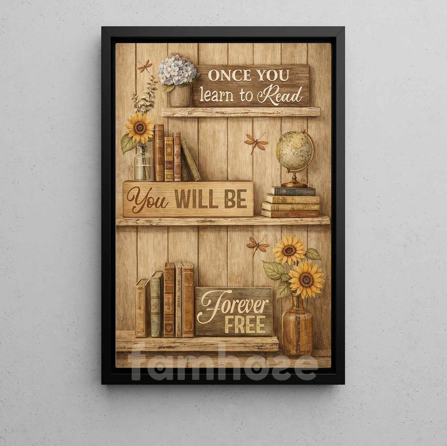 Reading Canvas Painting, Once You Learn To Read Wall Art Decor, Poster Gift For Book Lover