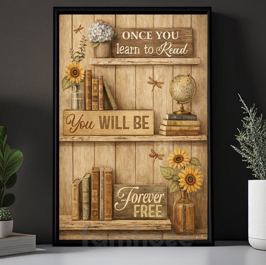Reading Canvas Painting, Once You Learn To Read Wall Art Decor, Poster Gift For Book Lover