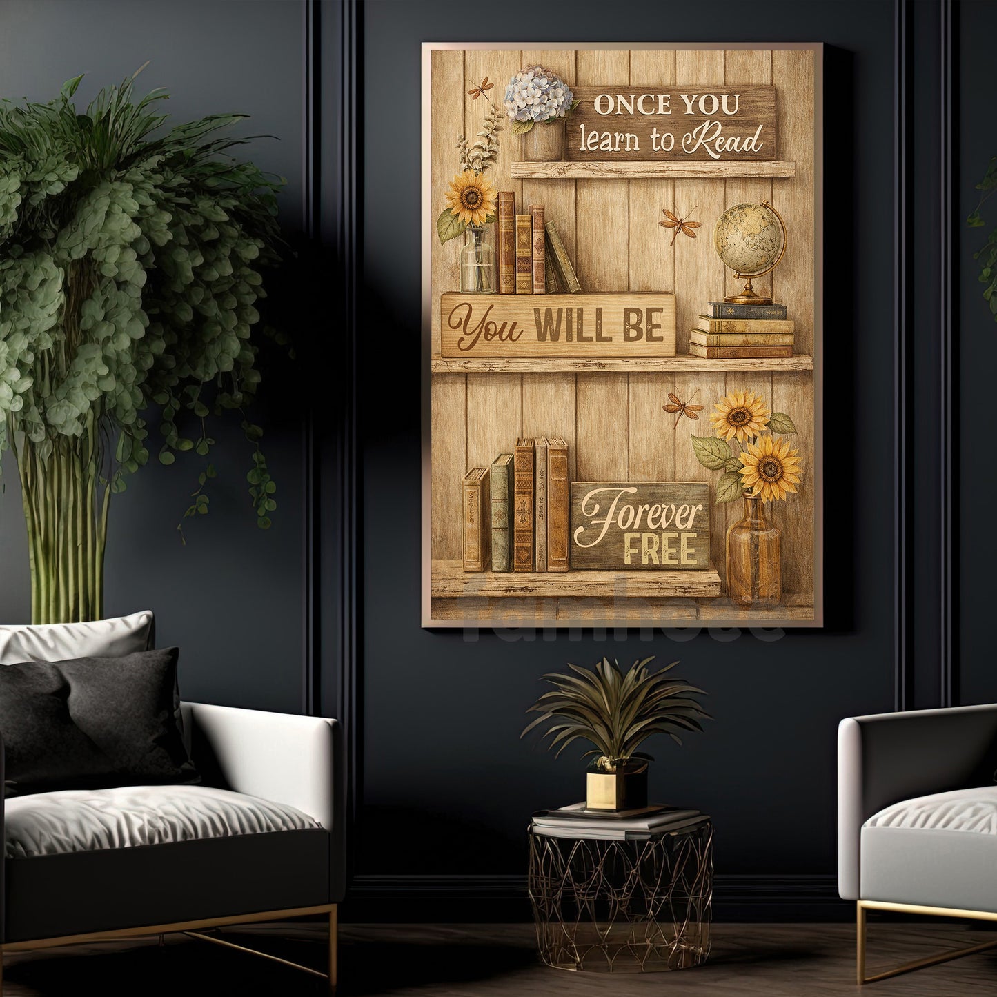 Reading Canvas Painting, Once You Learn To Read Wall Art Decor, Poster Gift For Book Lover