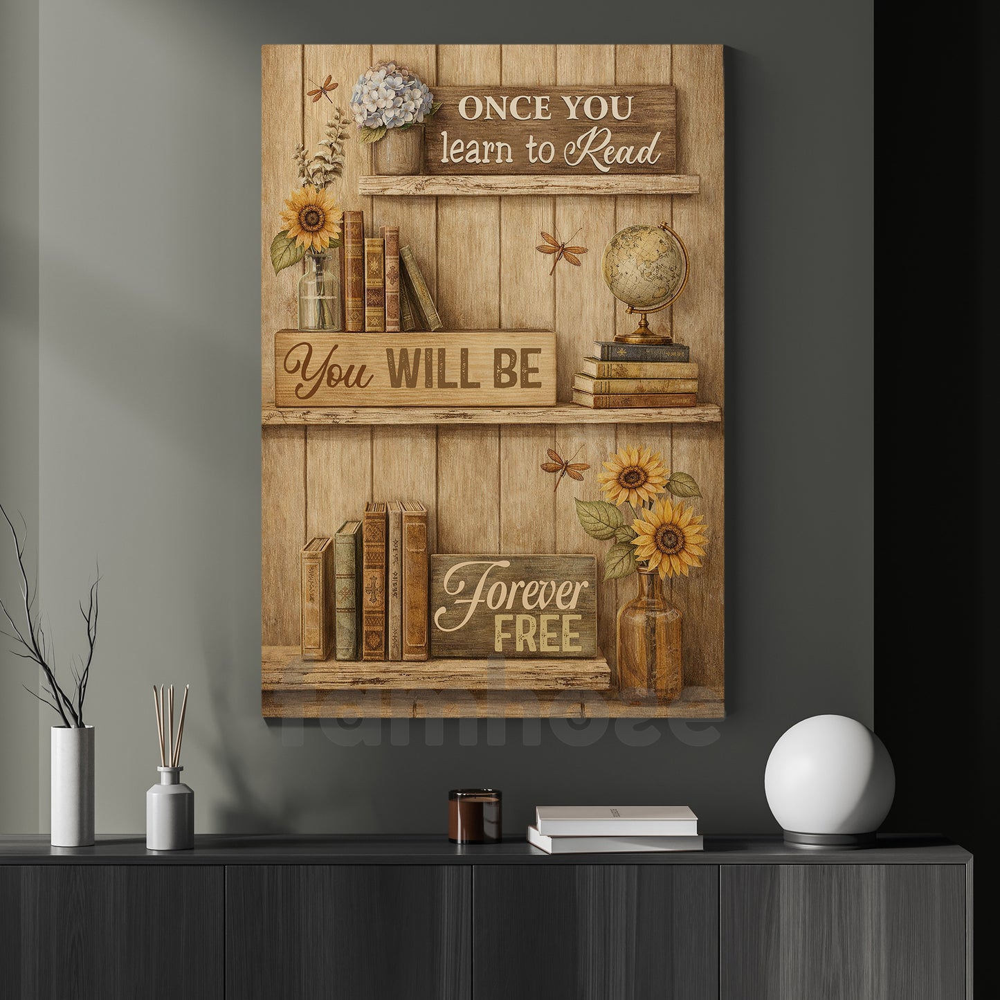 Reading Canvas Painting, Once You Learn To Read Wall Art Decor, Poster Gift For Book Lover