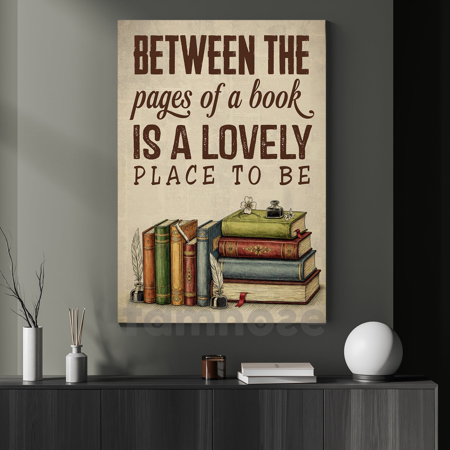 Reading Canvas Painting, Between The Pages Of A Book Wall Art Decor, Poster Gift For Book Lover