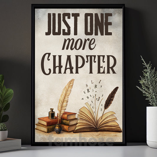Funny Reading Canvas Painting, Just One More Chapter Wall Art Decor, Poster Gift For Book Lover