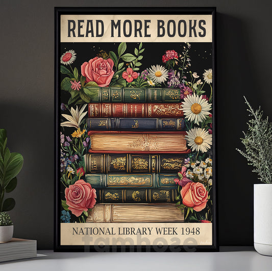 Reading Canvas Painting, Read More Books Wall Art Decor, Poster Gift For Book Lovers