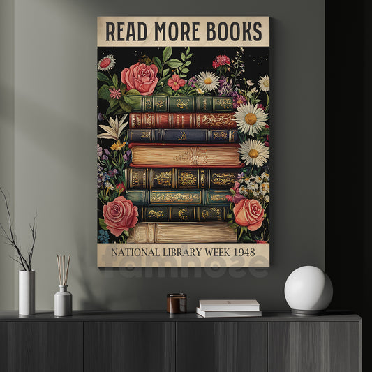 Reading Canvas Painting, Read More Books Wall Art Decor, Poster Gift For Book Lovers