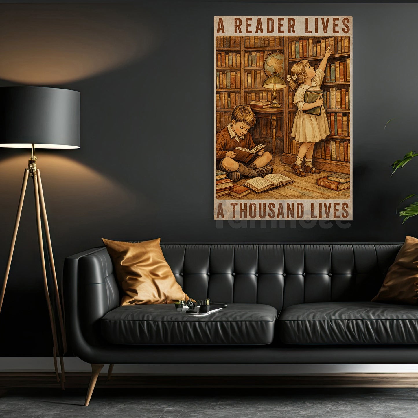 Reading Canvas Painting, A Reader Lives A Thousand Lives Wall Art Decor, Poster Gift For Book Lovers