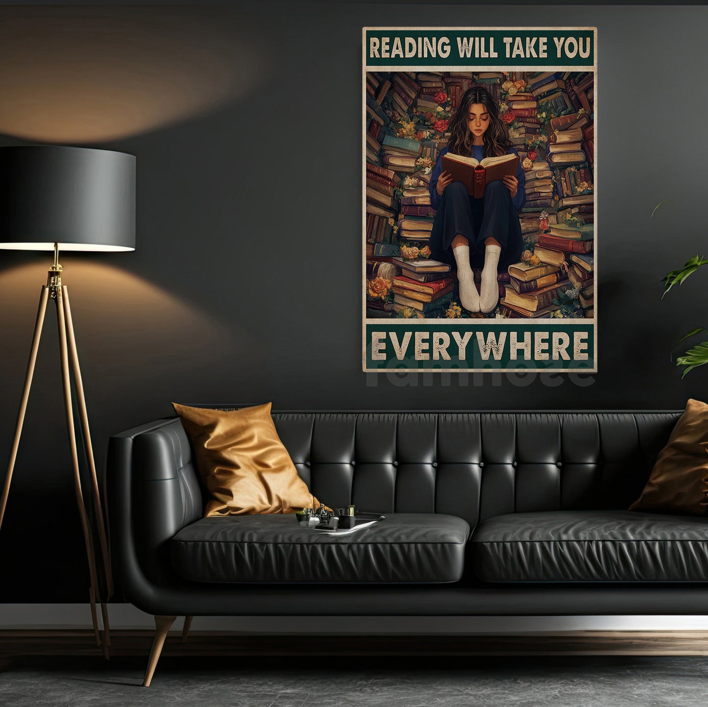 Reading Canvas Painting, Reading Will Take You Everywhere Wall Art Decor, Poster Gift For Book Lovers