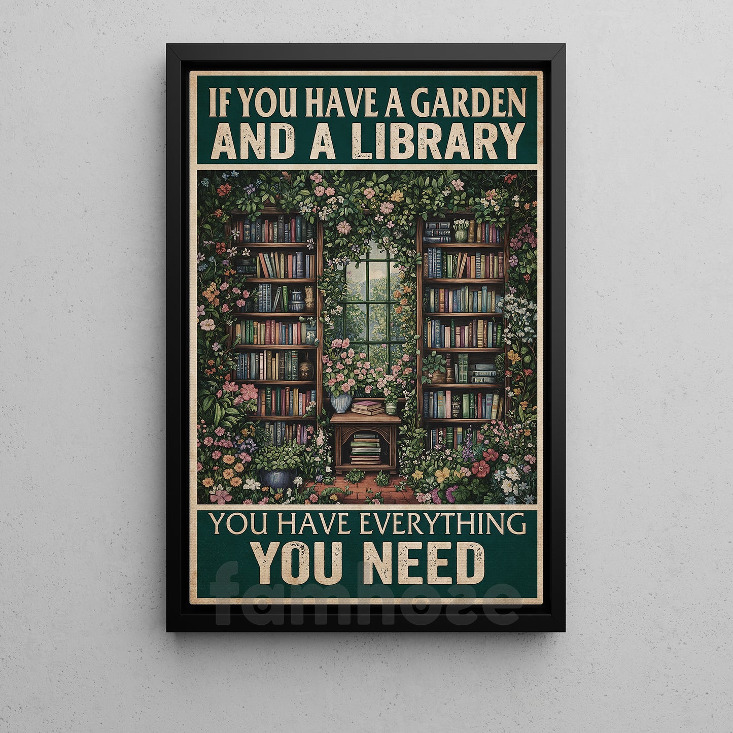 Reading Canvas Painting, If You Have A Garden And A Library Wall Art Decor, Poster Gift For Book Lovers