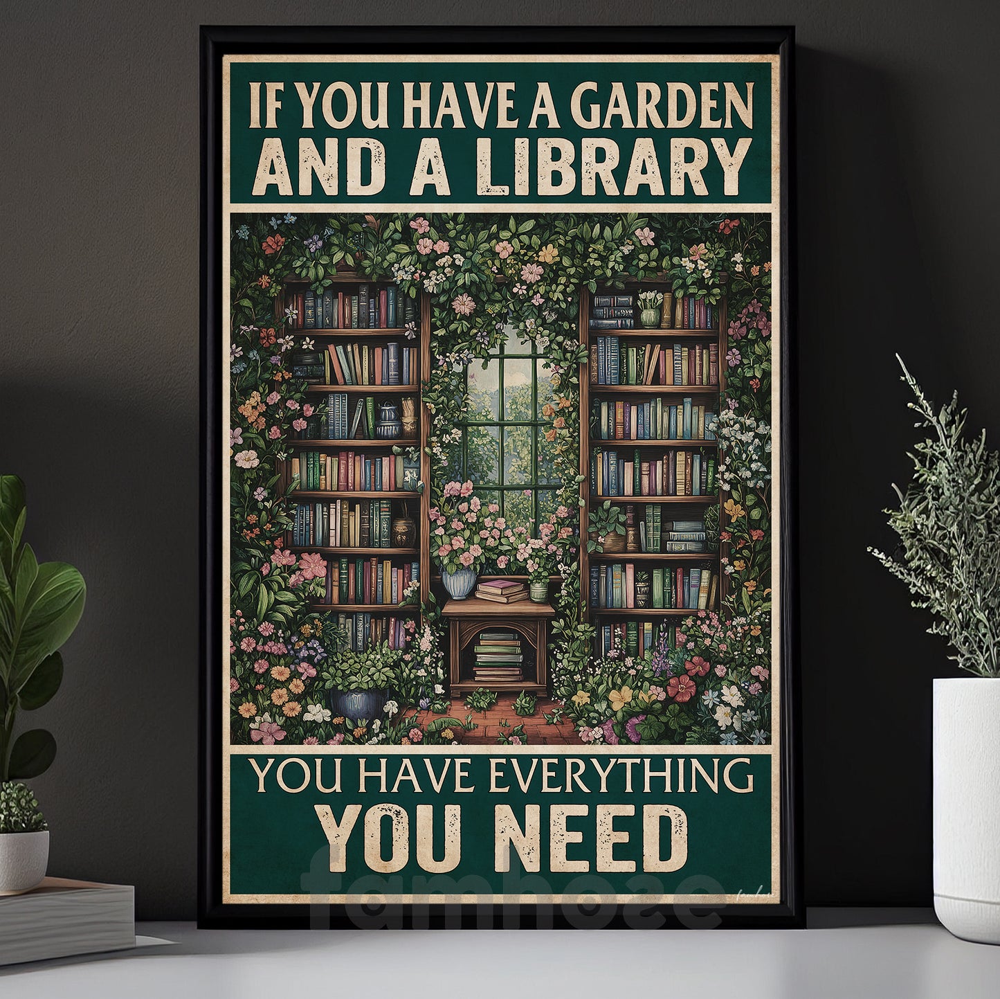 Reading Canvas Painting, If You Have A Garden And A Library Wall Art Decor, Poster Gift For Book Lovers