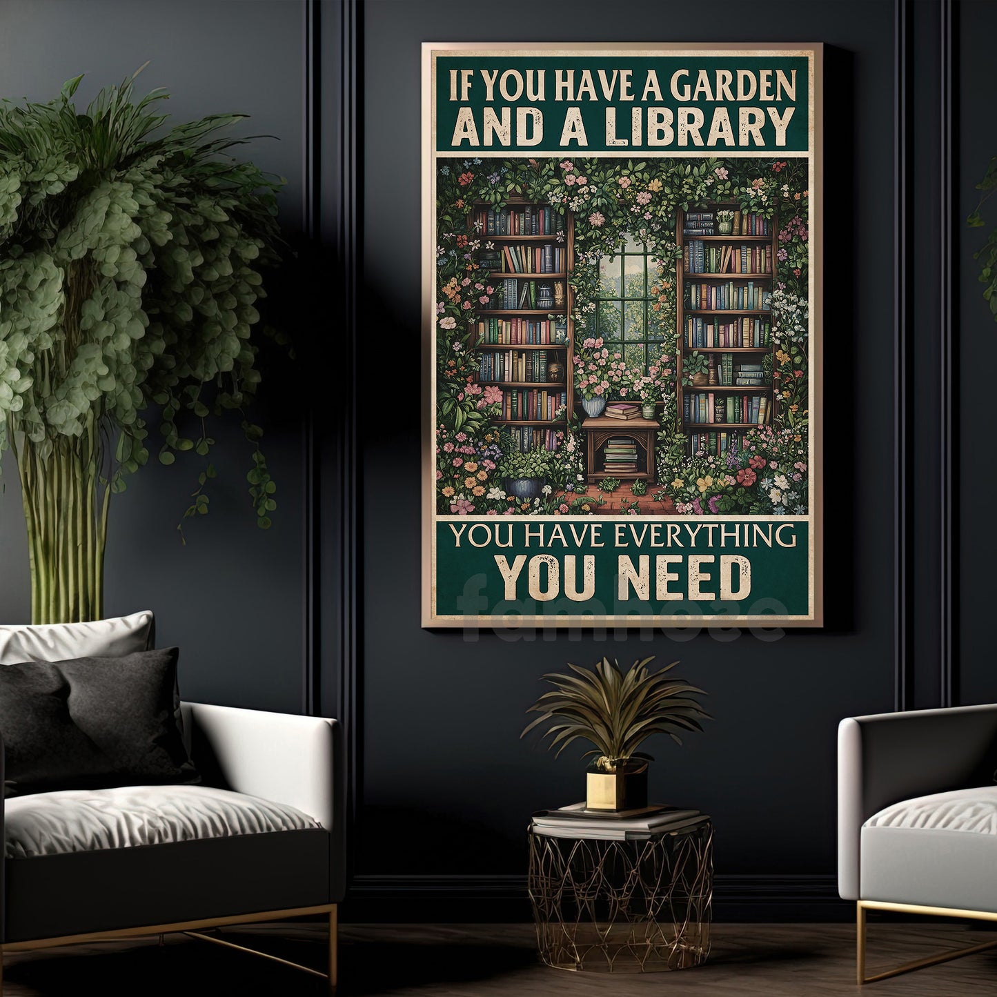 Reading Canvas Painting, If You Have A Garden And A Library Wall Art Decor, Poster Gift For Book Lovers