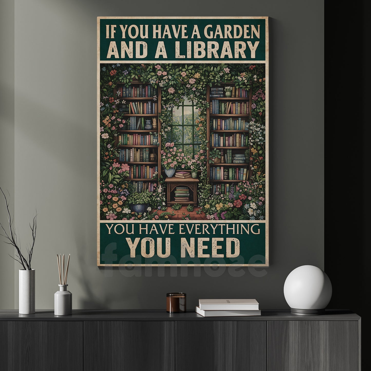 Reading Canvas Painting, If You Have A Garden And A Library Wall Art Decor, Poster Gift For Book Lovers
