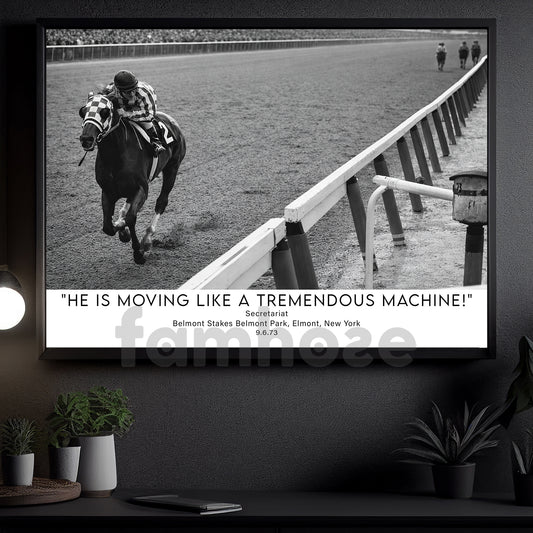 Secretariat Horse Canvas Painting, He Is Moving Like A Tremendous Machine Wall Art Decor, Poster Gift For Horse Racing Lovers, Fan Of Kentucky Derby