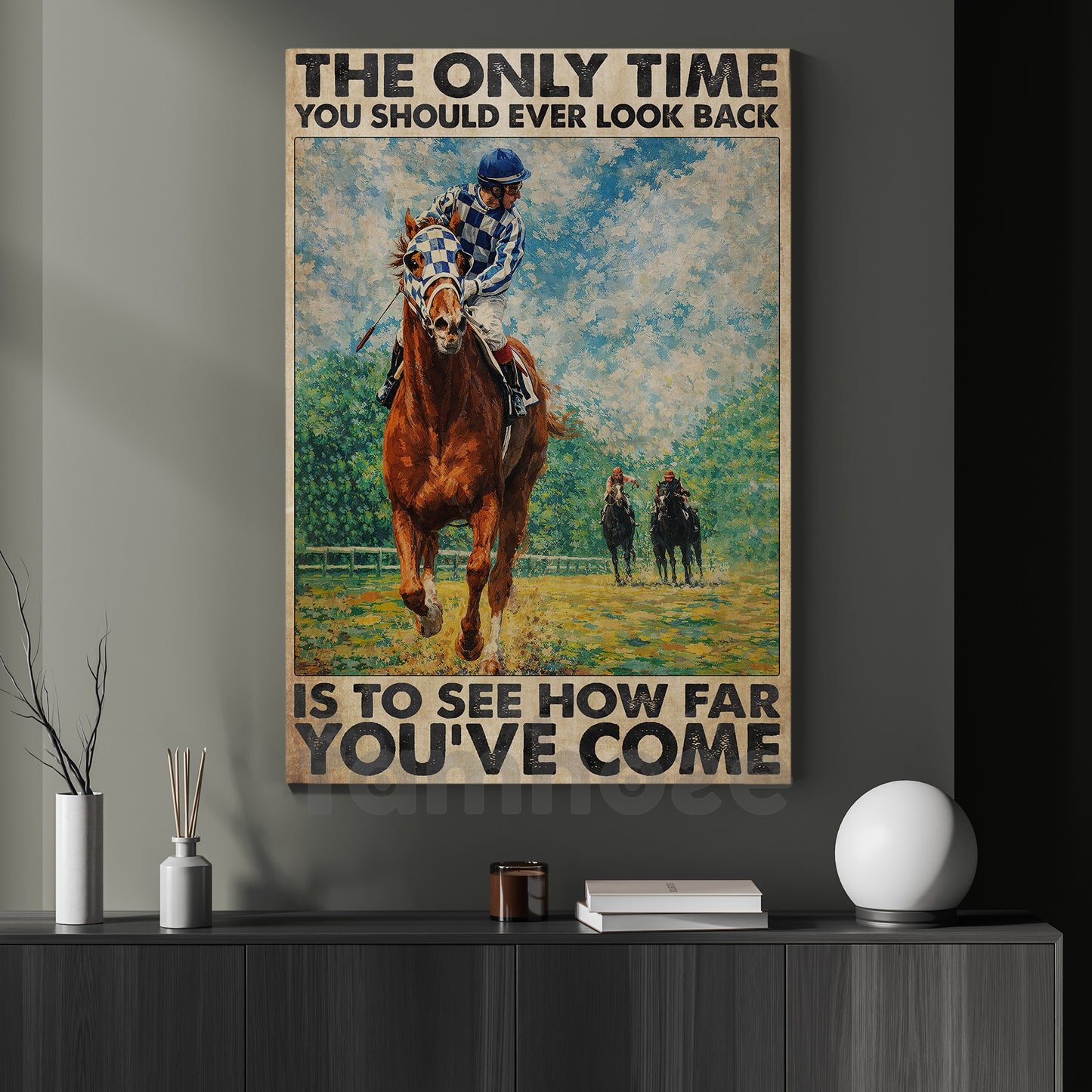 Secretariat Horse Canvas Painting, The Only Time You Should Ever Look Back Wall Art Decor, Poster Gift For Horse Racing Lovers, Fan Of Kentucky Derby