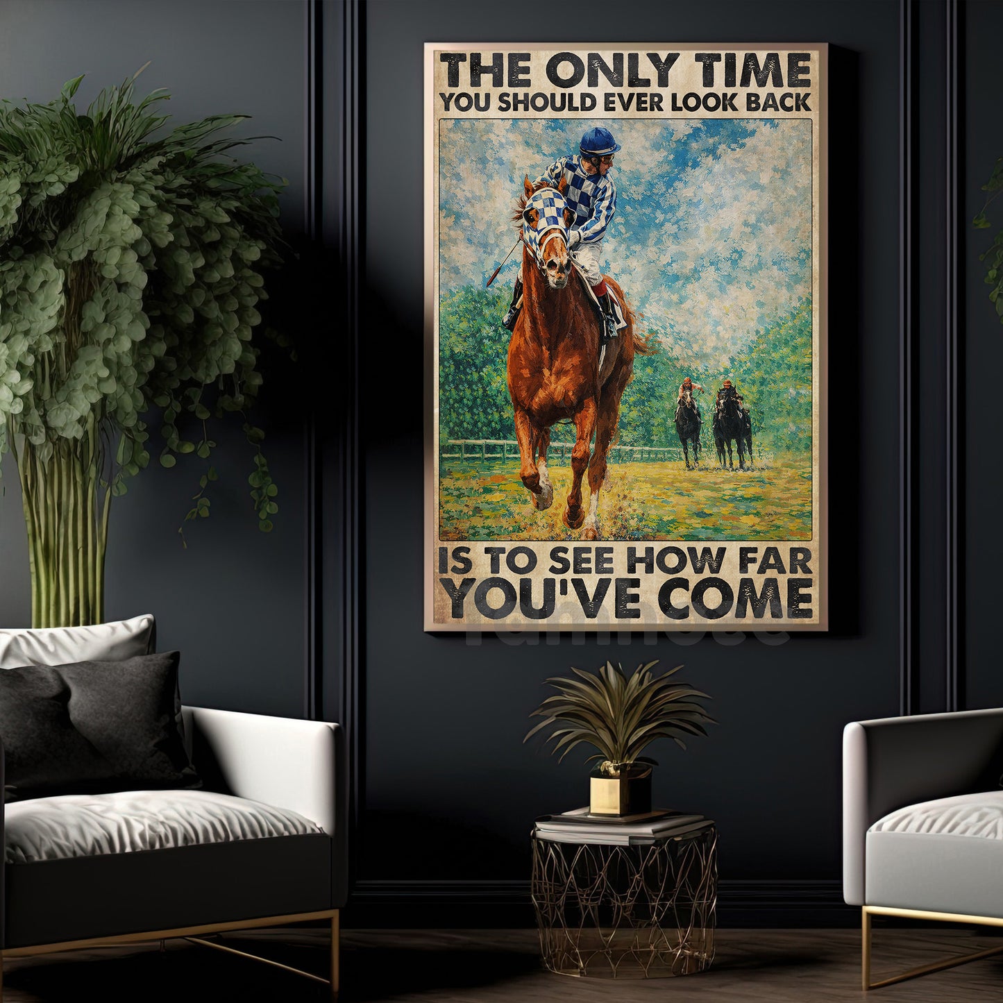 Secretariat Horse Canvas Painting, The Only Time You Should Ever Look Back Wall Art Decor, Poster Gift For Horse Racing Lovers, Fan Of Kentucky Derby