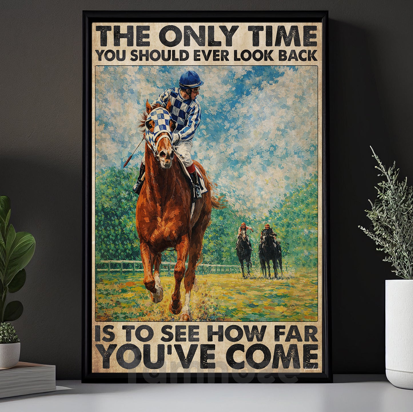 Secretariat Horse Canvas Painting, The Only Time You Should Ever Look Back Wall Art Decor, Poster Gift For Horse Racing Lovers, Fan Of Kentucky Derby