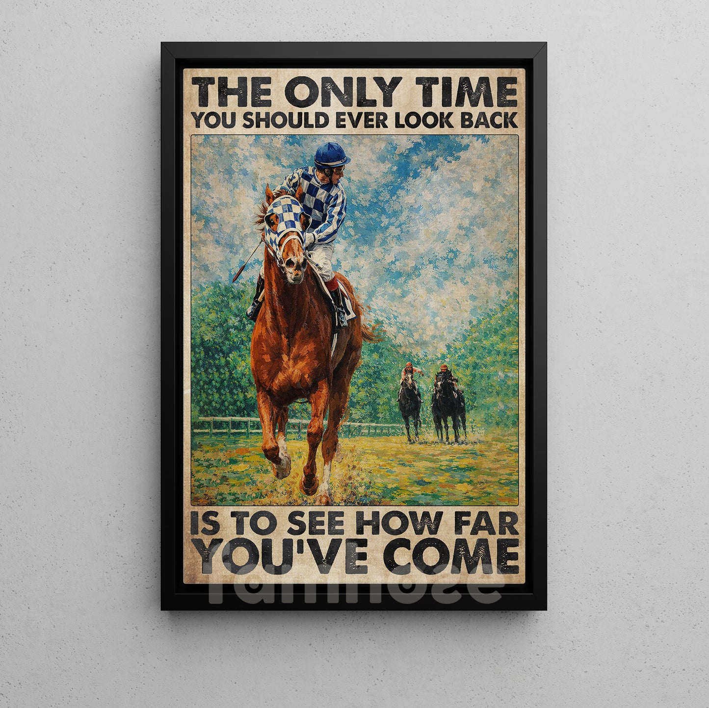 Secretariat Horse Canvas Painting, The Only Time You Should Ever Look Back Wall Art Decor, Poster Gift For Horse Racing Lovers, Fan Of Kentucky Derby