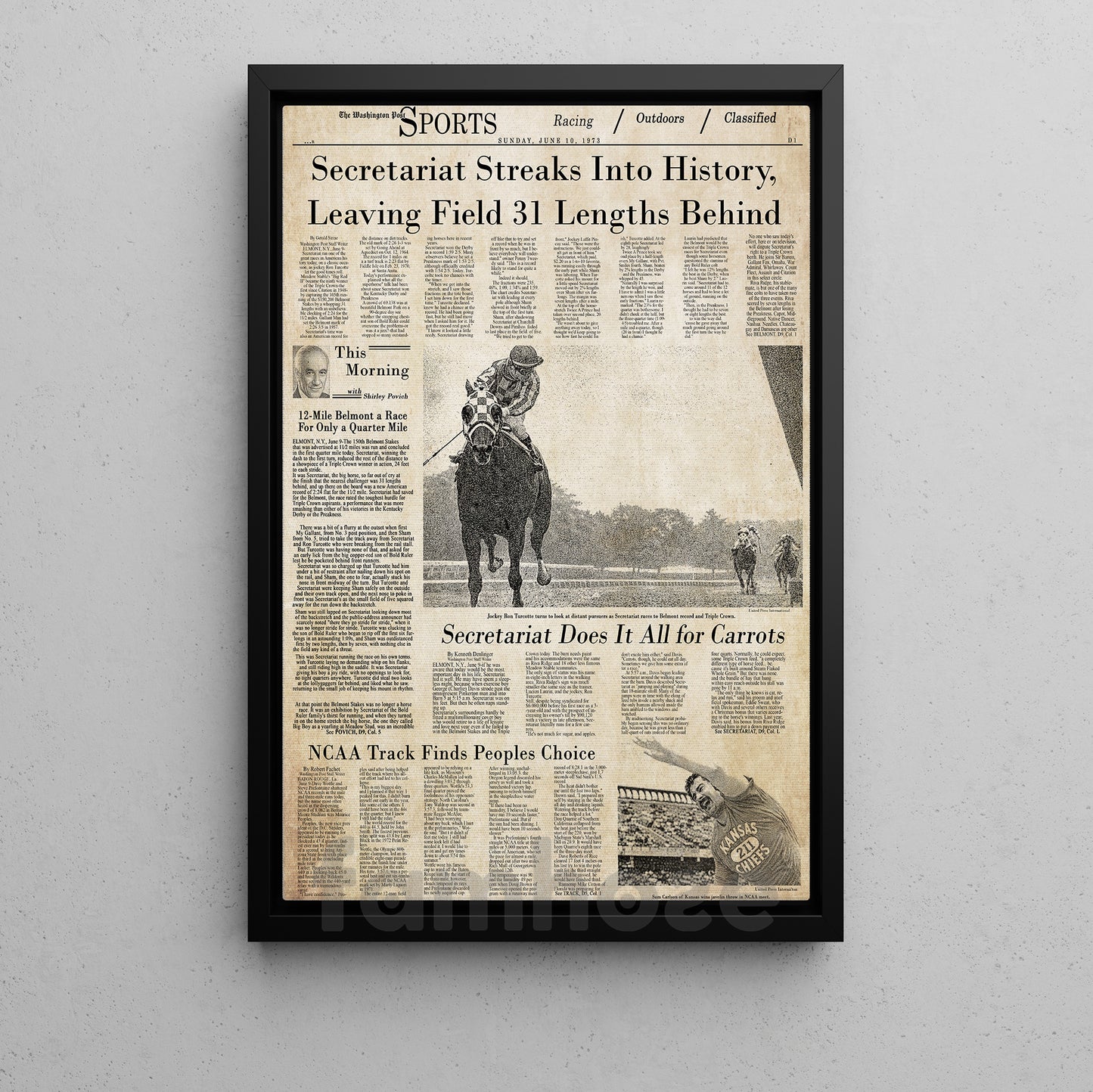 Secretariat Horse Canvas Painting, Secretariat Streaks Into History Wall Art Decor, Poster Gift For Horse Racing Lovers, Fan Of Kentucky Derby