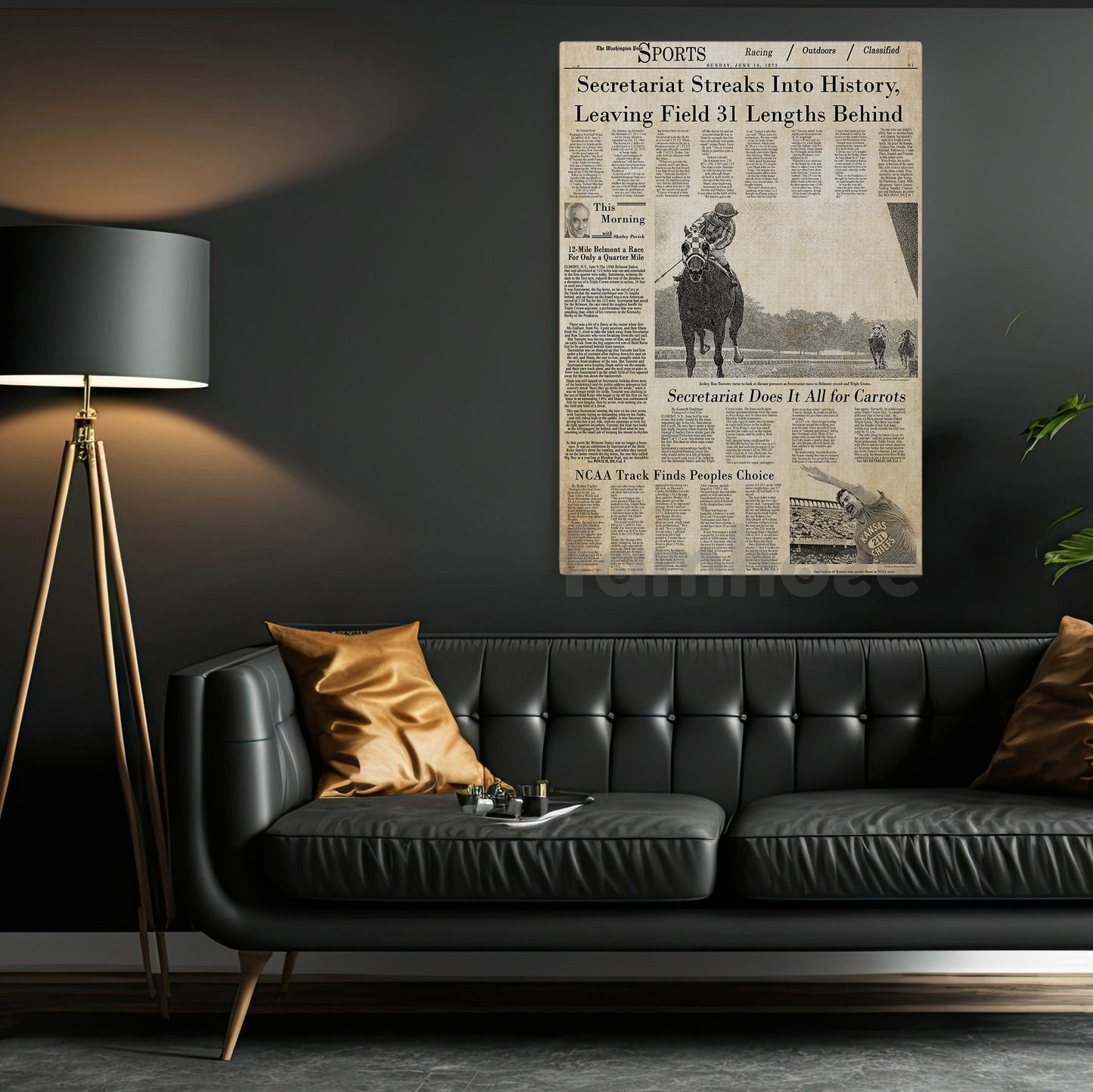 Secretariat Horse Canvas Painting, Secretariat Streaks Into History Wall Art Decor, Poster Gift For Horse Racing Lovers, Fan Of Kentucky Derby