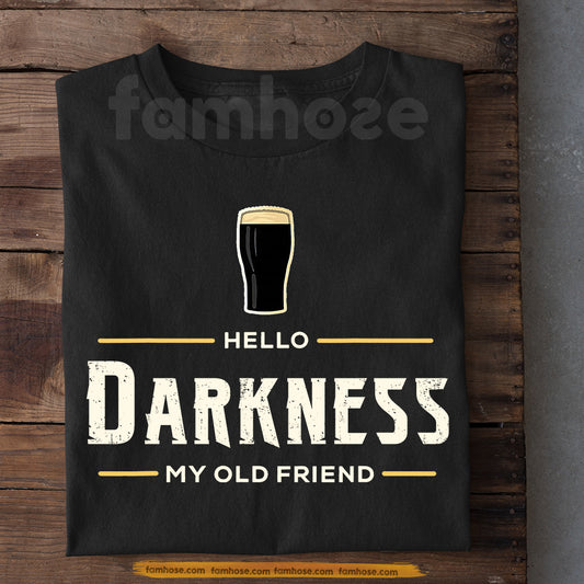 Funny Irish Drinking Beer T-shirt, Hello Darkness My Old Friend Tees St. Patrick’s Day Shamrock Gift For Irish Lover