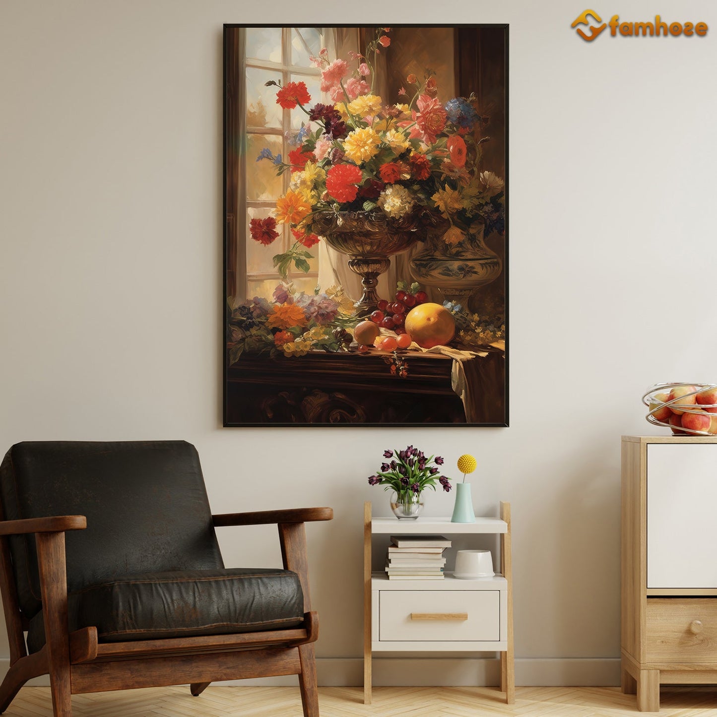 A Symphony Of Florals And Fruit, Flowers Canvas Painting, Wall Art Decor - Poster Gift For Flower Lovers