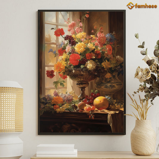 A Symphony Of Florals And Fruit, Flowers Canvas Painting, Wall Art Decor - Poster Gift For Flower Lovers