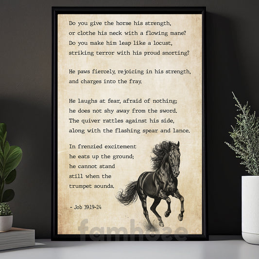 Vintage Horse Quote Canvas Painting, Do You Give The Horse His Strength Wall Art Decor, Poster Gift For Horse Lover