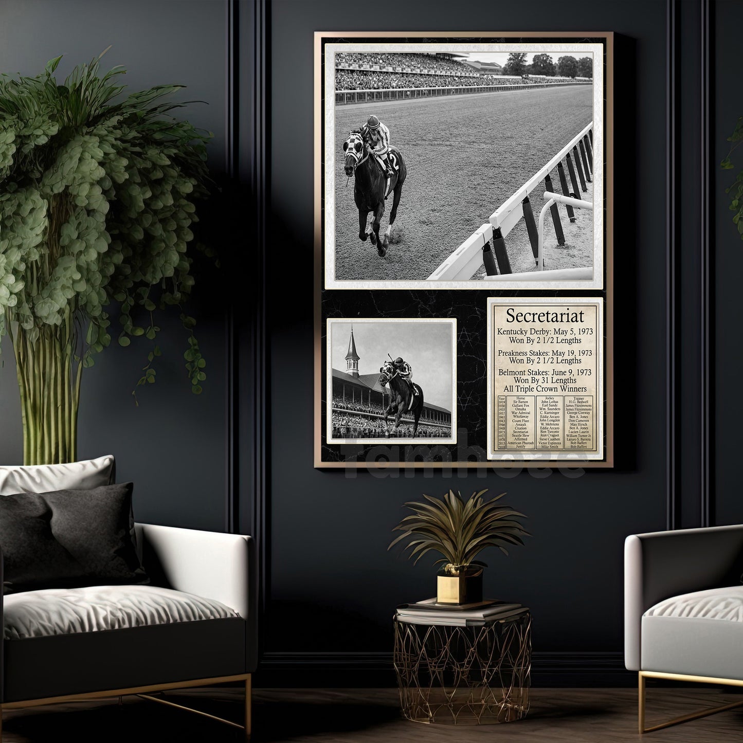 Secretariat Horse Canvas Painting, Triple Crown Winner Wall Art Decor, Poster Gift For Horse Racing Lovers, Fan Of Kentucky Derby