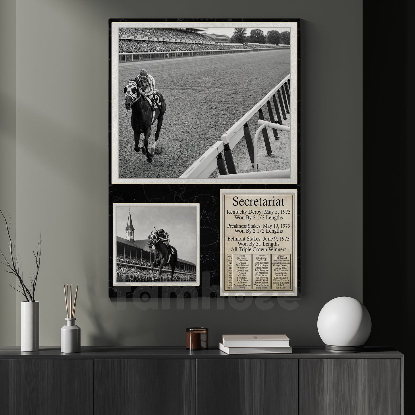 Secretariat Horse Canvas Painting, Triple Crown Winner Wall Art Decor, Poster Gift For Horse Racing Lovers, Fan Of Kentucky Derby