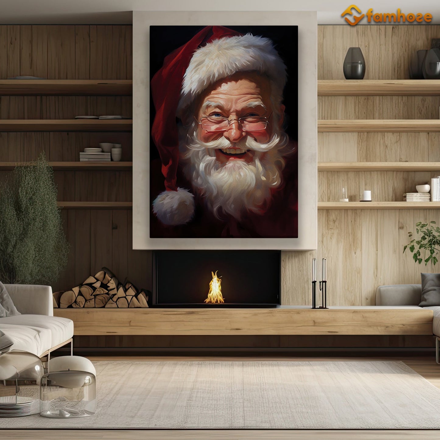 Portrait Santa Claus Smile Christmas Canvas Painting, Xmas Wall Art Decor - Christmas Poster Gift For Decorating Your Home