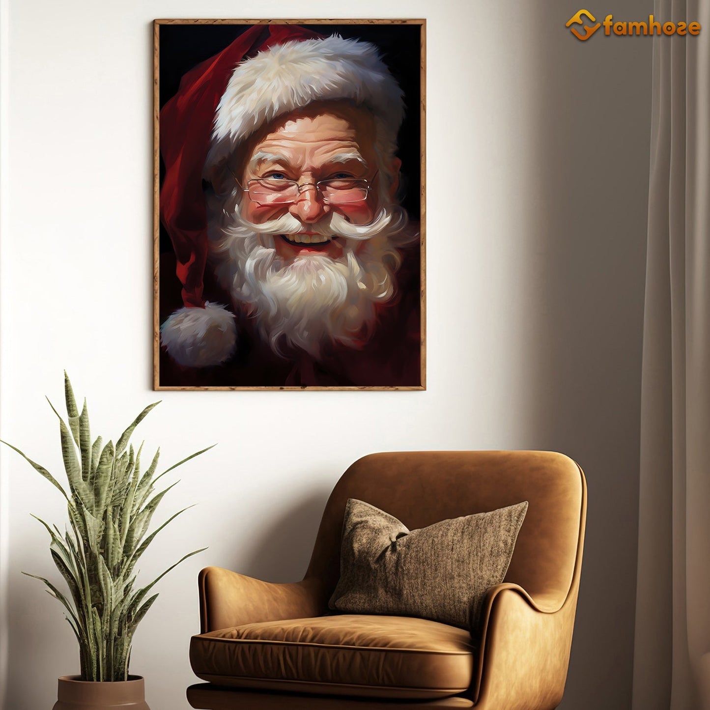 Portrait Santa Claus Smile Christmas Canvas Painting, Xmas Wall Art Decor - Christmas Poster Gift For Decorating Your Home