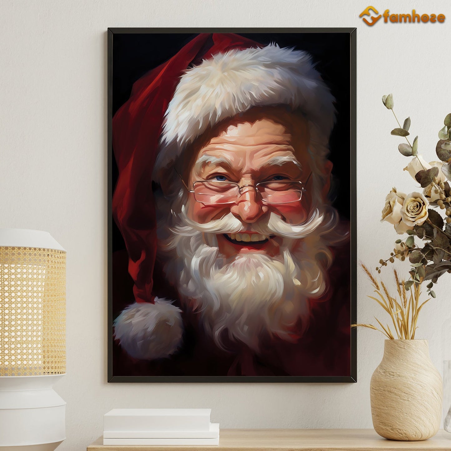 Portrait Santa Claus Smile Christmas Canvas Painting, Xmas Wall Art Decor - Christmas Poster Gift For Decorating Your Home