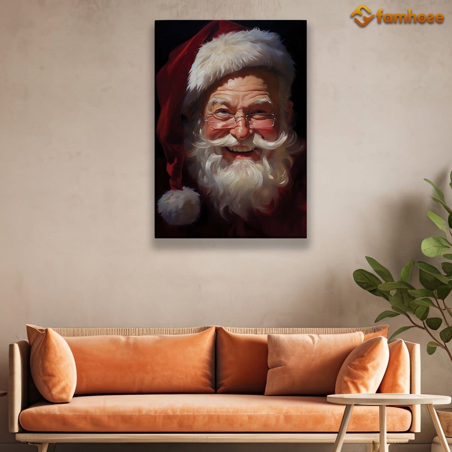 Portrait Santa Claus Smile Christmas Canvas Painting, Xmas Wall Art Decor - Christmas Poster Gift For Decorating Your Home