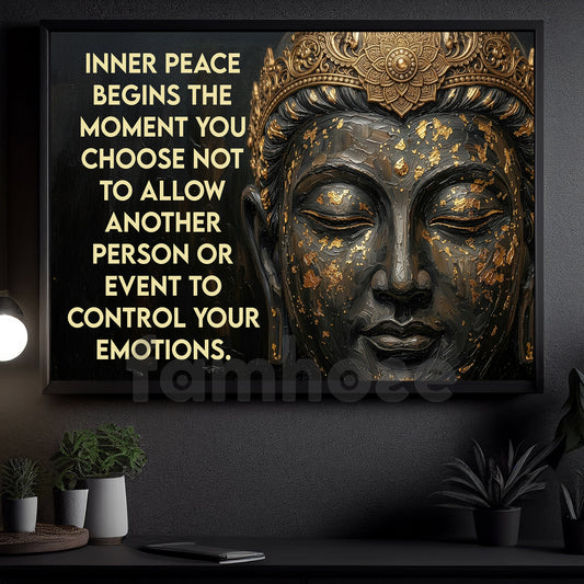 Inspirational Quote Buddha Canvas Painting, Inner Peace Begins The Moment You Choose Wall Art Decor, Poster Gift For Buddha Lover