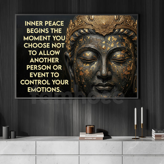Inspirational Quote Buddha Canvas Painting, Inner Peace Begins The Moment You Choose Wall Art Decor, Poster Gift For Buddha Lover