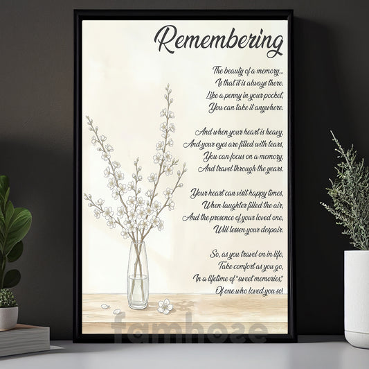Inspirational Quote Canvas Painting, Remembering The Beauty Of A Memory Wall Art Decor, Poster Gift