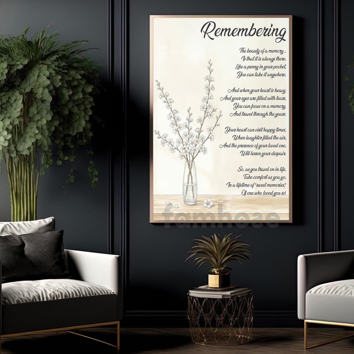 Inspirational Quote Canvas Painting, Remembering The Beauty Of A Memory Wall Art Decor, Poster Gift