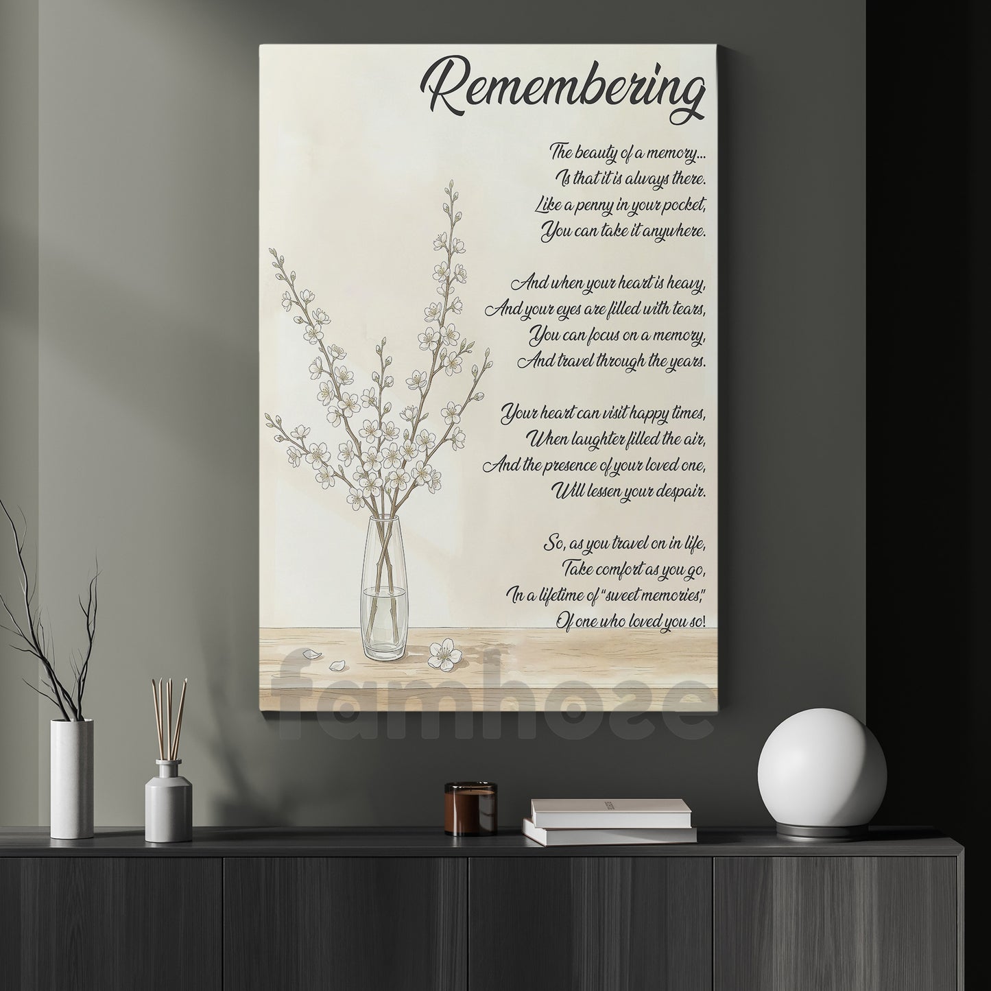 Inspirational Quote Canvas Painting, Remembering The Beauty Of A Memory Wall Art Decor, Poster Gift