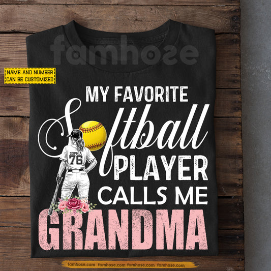 Personalized Softball Grandma T-shirt, My Favorite Softball Player Sport Mother's Day Tees Gift For Softball Lovers