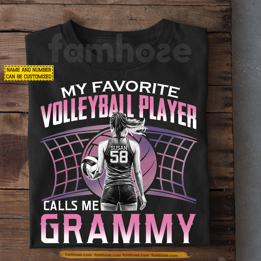 Personalized Volleyball Grammy T-shirt, My Favorite Volleyball Player Sport Mother's Day Tees Gift For Volleyball Lover