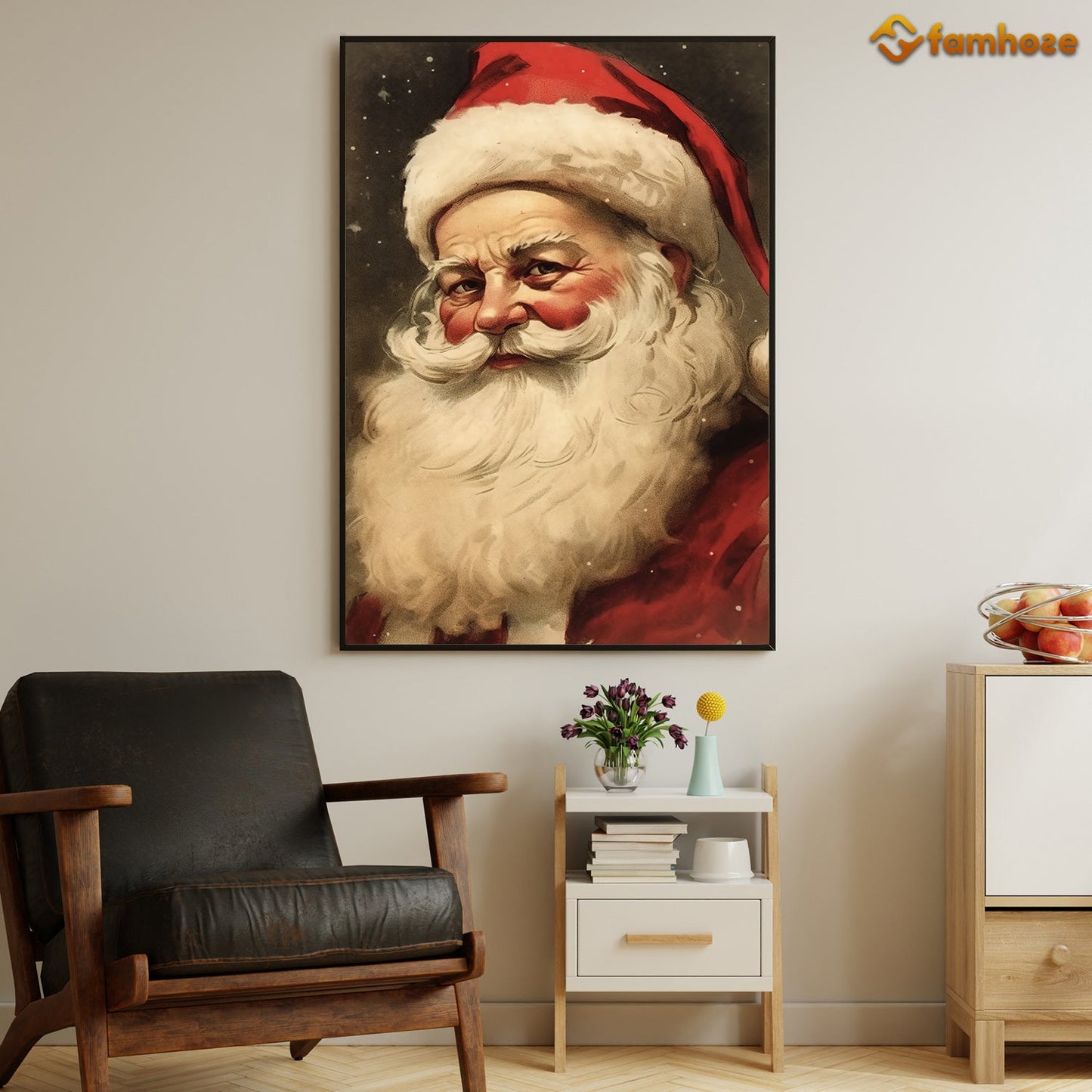 Santa Claus Smile Christmas Canvas Painting, Xmas Wall Art Decor - Christmas Poster Gift For Decorating Your Home